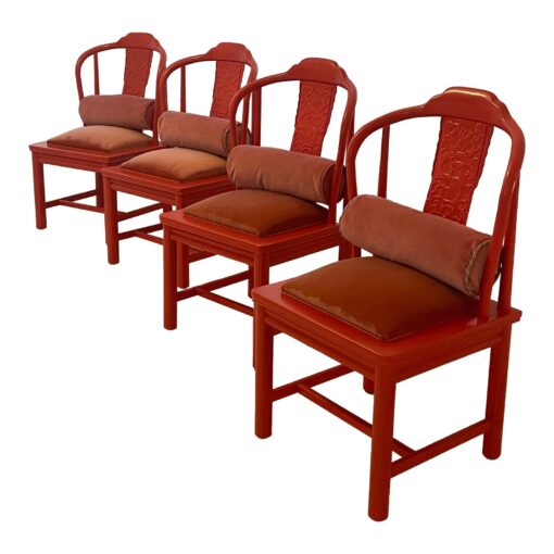 1980s Vintage Henredon James Red Dining Chairs - Set of 4 - Image 2