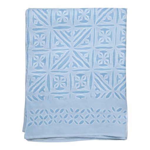 Azure Applique Bedspread, Queen - Sky Blue - Image 2