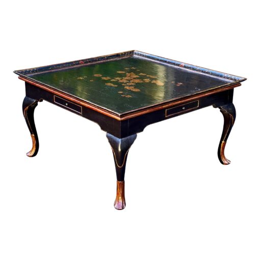 Burton-Ching Black & Gold Chinoiserie Square Coffee Table - Image 2