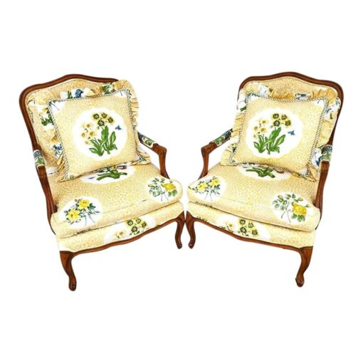 French Country Cottage Armchairs Pair by Heirloom - Image 2