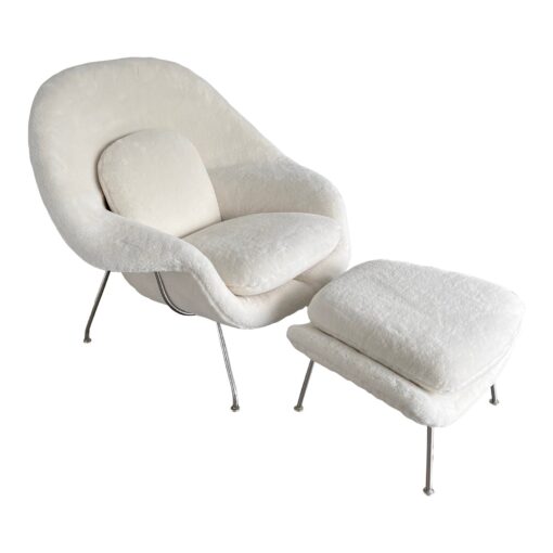 Knoll Eero Saarinen Womb Chair and Ottoman in Holly Hunt Shearling - Image 2