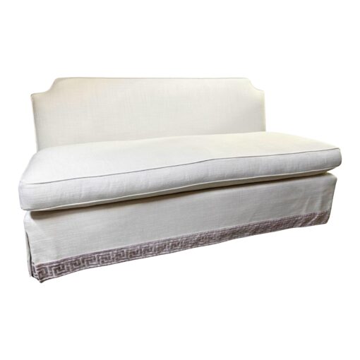 Neoclassical Style Scalamandre Fully Upholstered Bench Sofa W Greek Key - Image 2