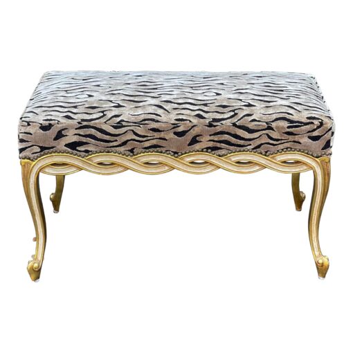 Regency Style Giltwood Ribbon Bench W Zebra Velvet by Randy Esada Designs - Image 2